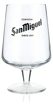 Produktbild von San Miguel Bier Glas Biergläser 0,5l Pokal bauchige Ausführung grünes Logo