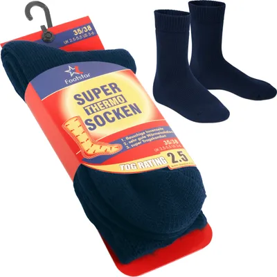 Produktbild von Footstar Damen und Herren Feet Heater Thermo Socken (1 Paar), Extra warme Winter Socken - Navy 35-38