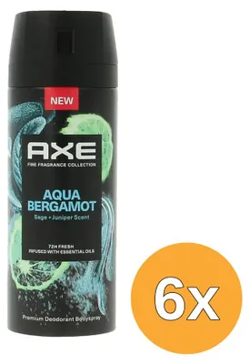Productafbeelding van 6x Axe Deospray – Kenobi Aqua Bergamot 150 ml