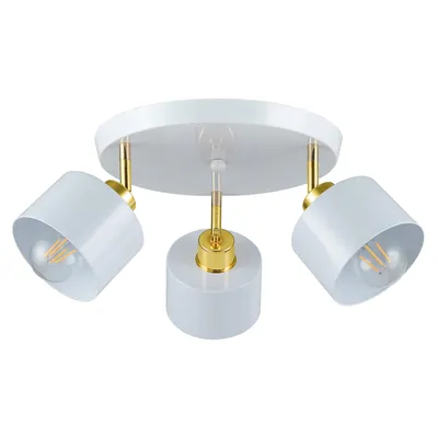 Produktbild von MasterLED Deckenstrahler - E27, 3-flammig, Weiß Gold, rund, schwenkbar - Moderne LED Deckenleuchte für das Wohnzimmer