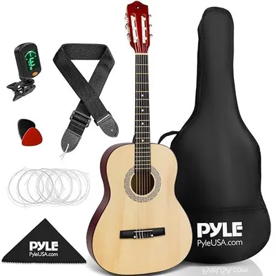 Produktbild von Pyle Akustik Gitarre für Kinder – Acoustics Guitar for Children, Kindergitarre mit Gitarren Set, Tuner &Tragetasche, Konzertgitarren Größe 3/4