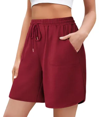 Immagine prodotto di Pantaloncini bermuda da donna, in cotone, con vita alta e tasche