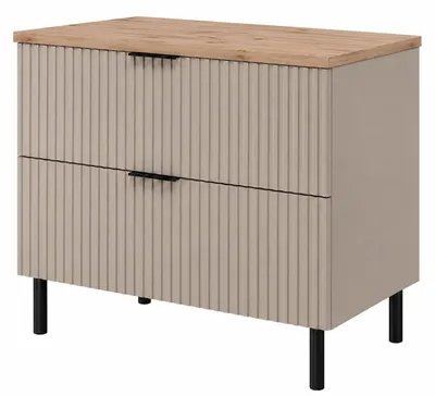 Produktbild von Hängender Waschbeckenunterschrank mit Wäschekorb, Beige, KI-generiertes Bild