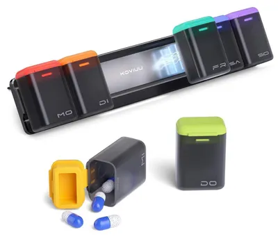Obrázek produktu pro Krabička na tablety na 7 dní, bez BPA, magnetická, odnímatelná, vzduchotěsná, černá