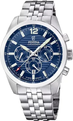 Produktbild von Festina F20742/1 Herrenuhr Chronograph Stahl/Blau
