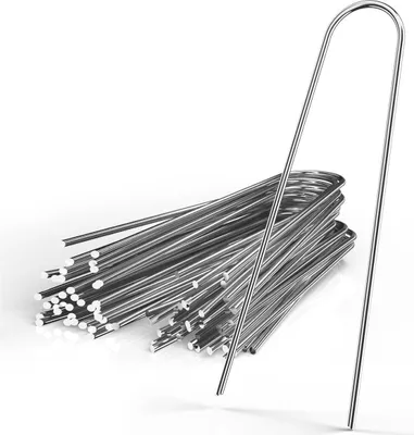 Produktbild von Intirilife 100 x Erdanker 150 x 25 x 2,9 mm aus verzinktem Stahl Rostfrei  - Unkrautvlies Befestigung Erdnagel Bodennagel Widerhaken