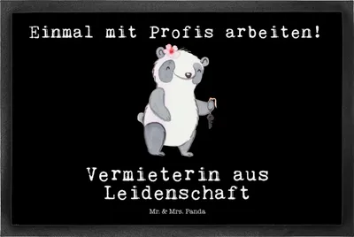 Produktbild von Mr. & Mrs. Panda fußmatte Vermieterin Leidenschaft 50 x 75 cm - Schwarz - Geschenk, Fußabstreifer, Eingangsteppich, Schmutzfangmatte, Schmutzmatte, Bodenvorleger