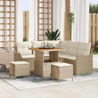 Image de Maison Exclusive - Ensemble canapé de jardin avec coussins 8 pièces beige polyrotin