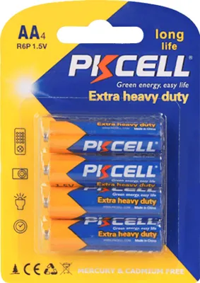 Produktbild von PKCELL 4er Extra Heavy Duty AA R6P Extra 1,5V Zinc-Carbon Zink-Kohle Batterien Blister Geeignet für Spielzeug Türschlösser R6P