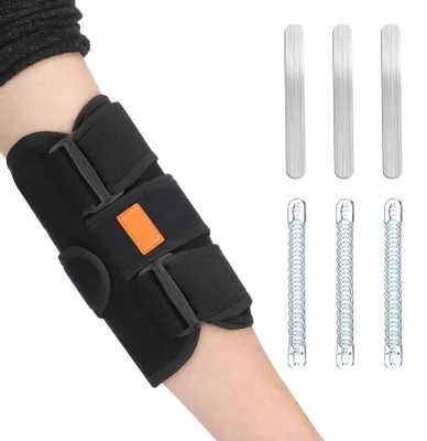 Produktbild von Ellenbogenorthese mit 6 Stützschienen, Ellenbogenschiene für Tennisarm, Golfarm & Kubitaltunnelsyndrom, verstellbare Nachtorthese, Einheitsgröße