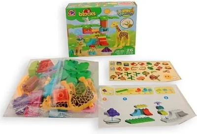 Zdjęcie produktu dla Klocki Jonotoys z 3 zwierzętami z zoo i opiekunem