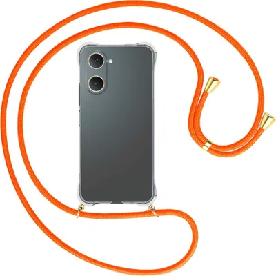 Produktbild von Handykette Backcover-Schutzhülle mit Band (Metall goldfarben) für vivo Y28s 5G - neonorange