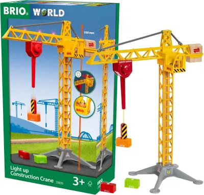 Obrázek produktu pro BRIO World 33835 Velký stavební jeřáb se světlem - Příslušenství k dřevěné železnici BRIO - Doporučeno pro děti od 3 let