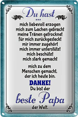 Produktbild von Blechschild Spruch 18x12cm Danke du bis der Beste Papa
