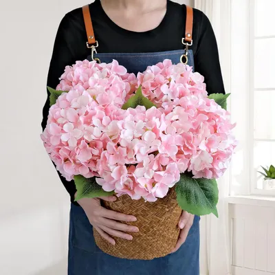 Productafbeelding van Kunstmatige Hydrangea Bloemen - Zijden Bloemen Nep Bloemen - Bruiloft Decoratie - Grote Volle Bloemhoofden - 50 cm - Lichtroze