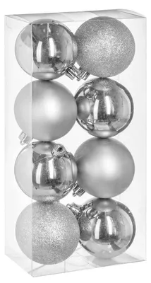 Image de Set de boules de Noël en plastique avec différentes finitions, Ø 7 cm, 8 pièces