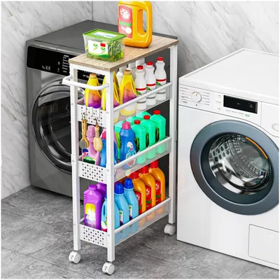 Imagen del producto de Carrito de cocina pequeño con 4 niveles y ruedas, ideal para espacios reducidos