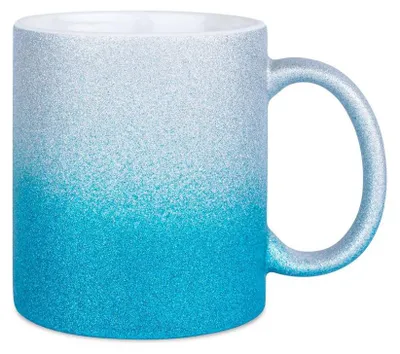 Produktbild von Plottermarie Sublimationsrohlinge Sublimations-Tassen für personalisierte Geschenkideen – Sublimationsrohlinge, Fotogeschenke, Personalisierung & DIY Glitzertasse mit Verlauf Blue-Silver 2er Set
