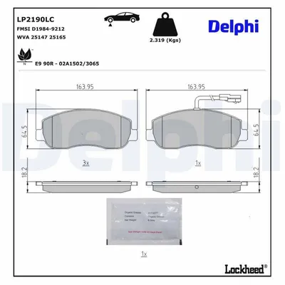 Image de Jeu de plaquettes de frein DELPHI avant pour fourgon OPEL Movano B (X62) LP2190LC