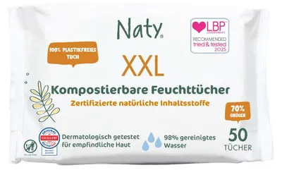 Produktbild von Feuchttücher - XXL kompostierbar unparfümiert 50Stk