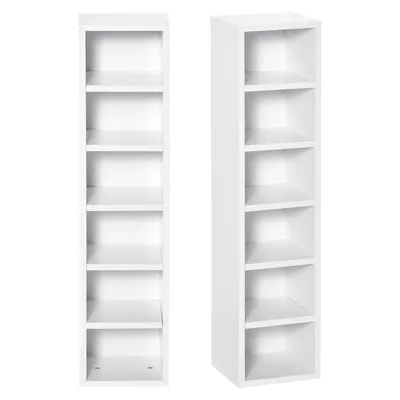 Image de HOMCOM Lot de 2 étagères colonnes Armoire de Rangement CD-DVD 6 + 6 Compartiments dim. 21L x 19l x 88H cm capacité Max. 160 CD Blanc