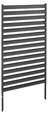 Immagine prodotto di SucceBuy Paravento in metallo 95,5x183 cm, divisorio con picchetti da fissare al terreno, schermo per la privacy e parete divisoria decorativa, adatto per giardino, terrazza, balcone e cortile, nero