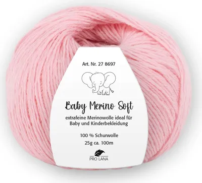 Produktbild von Pro Lana Baby Merino Soft 25g extrafeine Wolle Babywolle 100% Schurwolle 100 m NS 2,5-3,5mm 33 rosa