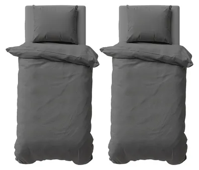 Produktbild von 4 teilige Uni Bettwäsche 135x200 cm Anthrazit Einfarbig Mikrofaser Bettbezug Garnitur Set