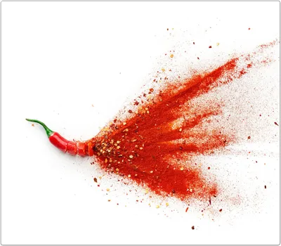 Produktbild von Spritzschutz Herdabdeckplatte Schneidebrett aus Glas Chili mit Pulver 1-Teilig (60x52cm)