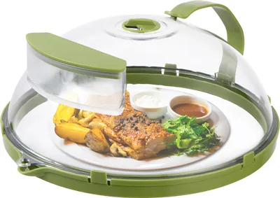 Image de Couvercle pour micro-ondes 10 pouces – protection anti-éclaboussures transparente avec poignée et trous d'évacuation de la vapeur, couvercle pour assiettes de cuisine, conception permettant l'évacuation de l'eau