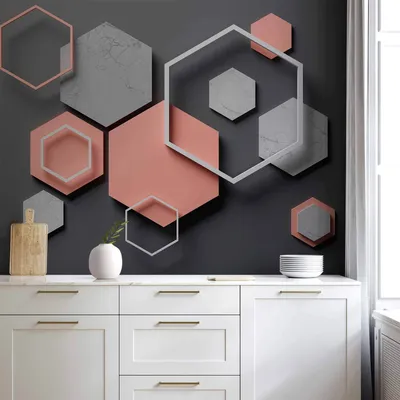 Produktbild von Vlies Fototapete - Hexagon Plan 100x70 cm Muster a-A-0638-a-a