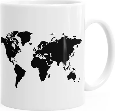 Produktbild von Kaffee-Tasse Weltkarte World Map Teetasse Keramiktasse Autiga® weiß unisize