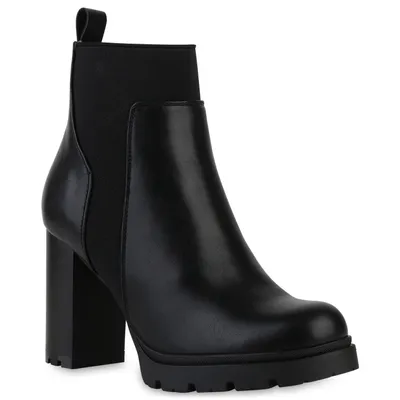 Produktbild von VAN HILL Damen Klassische Stiefeletten Profil-Sohle Schuhe 840488, Farbe: Schwarz, Größe: 36