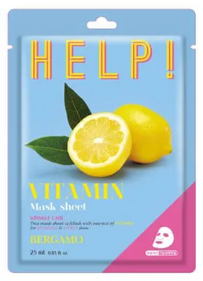 Obrázok produktu pre BERGAMO Pomoc! Pleťová maska vo forme plátna s vitamínmi, 25 ml – revitalizujúca maska s vitamínmi. BERGAMO HELP!