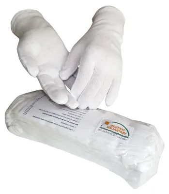 Produktbild von Baumwollhandschuhe in Weiß (100% Baumwolle, schadstoff), 12 Paar (L)