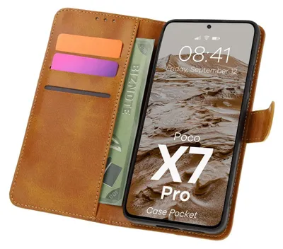Produktbild von Etui z klapką Bizon Case Pocket do Xiaomi Poco X7 Pro, brązowe