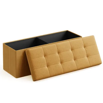 Produktbild von SONGMICS 110 cm Sitzbank mit Stauraum, klappbare Sitztruhe, Fußbank, ingwergelb