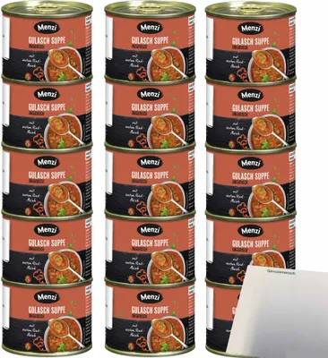 Produktbild von Menzi Gulasch Suppe Ungarisch 3er Pack (15x200ml Dose) + usy Block