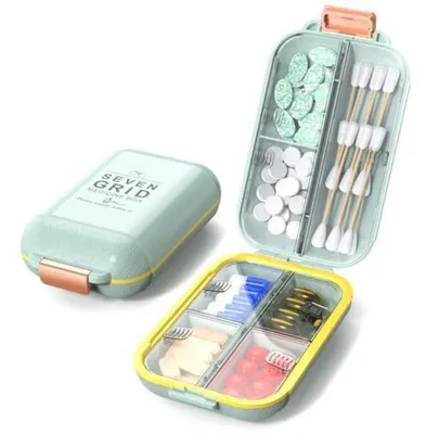 Immagine prodotto di Contenitore per pillole da viaggio, 7 scomparti, senza BPA, in plastica, per una settimana, colore verde, grande