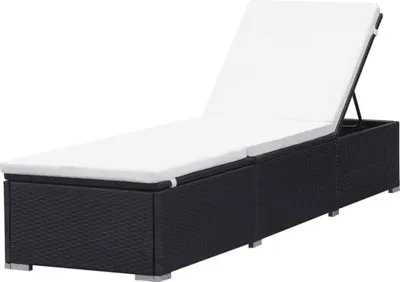 Produktbild von vidaXL Sonnenliege mit Cremeweißer Auflage Poly Rattan Schwarz