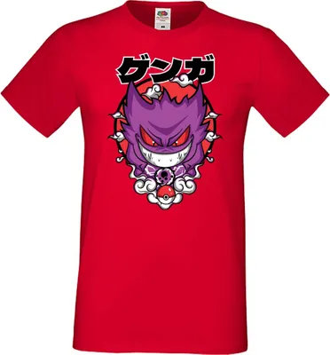 Zdjęcie produktu dla Męska Koszulka Anime Manga Pokemon Gengar, Man L / Czerwony