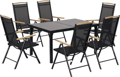 Produktbild von Outsunny Sitzgruppe klappbar 7tlg. Balkonset 1 Tisch+6 Stühle Gartenmöbel