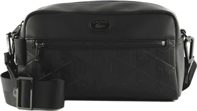 Image de LACOSTE Cuir sac à épaule bandoulière Nomogramme Crossover Bag Noir