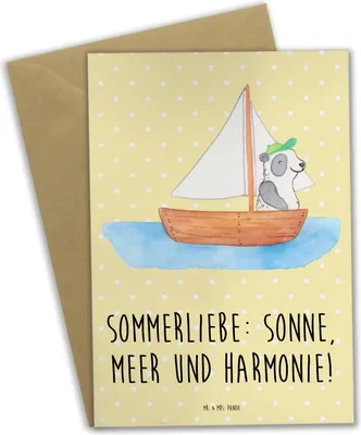Produktbild von Mr. & Mrs. Panda Grußkarte Sommerliebe - Gelb Pastell - Geschenk, Sommerferien, Emotionen, Sommerprodukte, Summer Feelings, Strand, hochzeitskarten, Grußkarten, Kuscheln