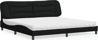 Produktbild von vidaXL Bett mit Matratze "Hvar" Schwarz 200x200 cm Stoff