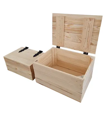 Produktbild von 2 Holzkisten Mit Klappe, Kästen Mit Deckel, Holzkisten, Zur Aufbewahrung Und Organisation