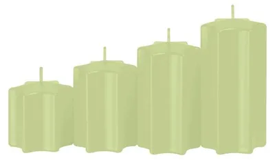 Produktbild von 4er Set Sternkerzen abgestuft Kiwi Hellgrün Ø 60 mm