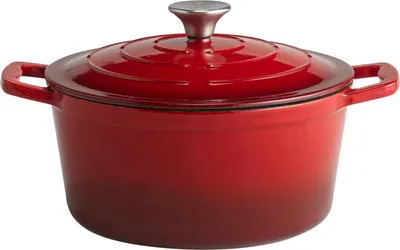 Produktbild von Gusseisen Kochtopf mit Deckel - inkl. Deckelhalter - Ø 25 cm 4 Liter rot