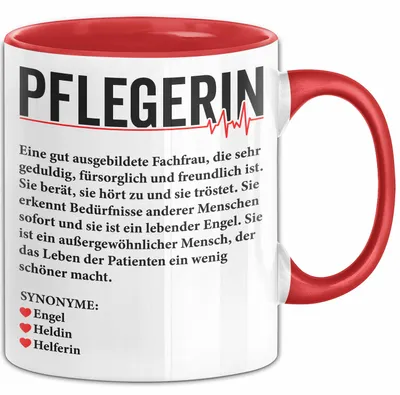 Produktbild von Pflege Krankenschwester Wertschätzung Tasse Geschenk Lustige Geschenkidee Spruch Pflegerin (Rot)