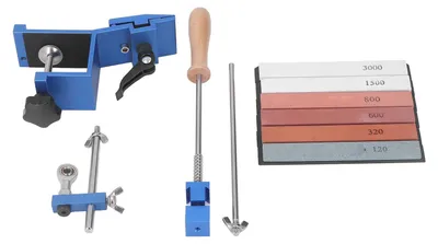 Messerschärfset 360° Rotation, klappbar, 15° Winkel, 6 Schleifsteine